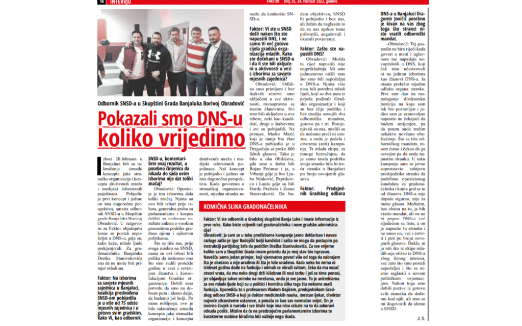 Borivoj Obradović: Pokazali smo DNS-u koliko vrijedimo