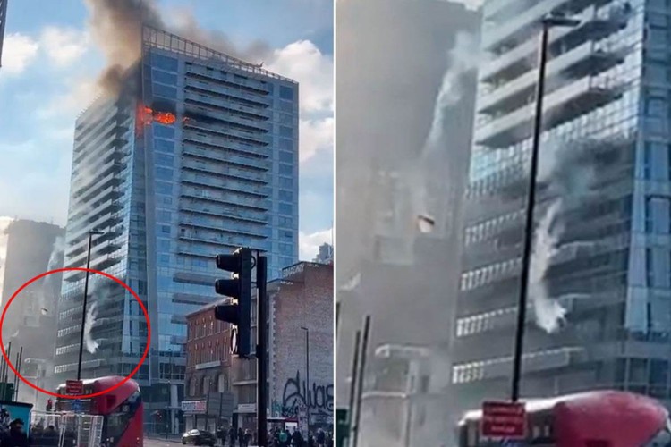 Drama u Londonu: Gori zgrada, staklo pada na prolaznike VIDEO
