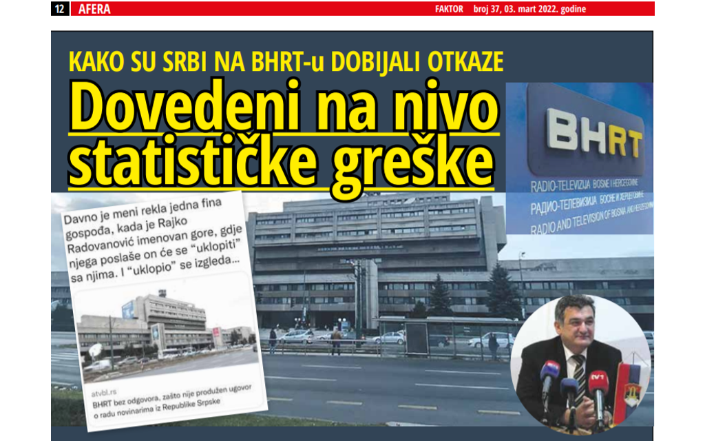 AFERA: Kako su Srbi na BHRT-u dvedeni na nivo statističke greške?