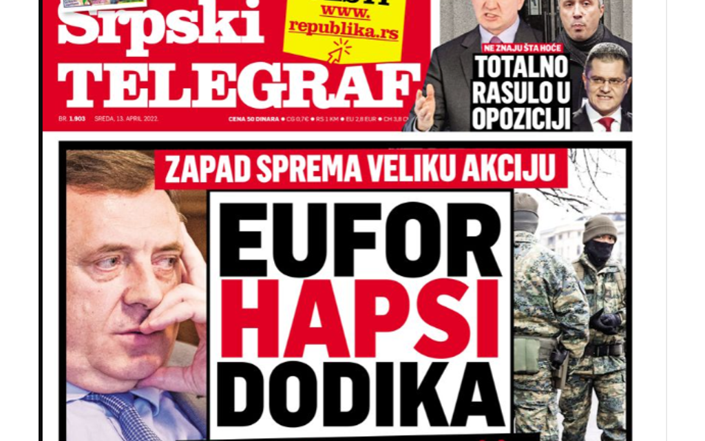 Mediji u Srbiji pišu o navodnom PLANU EUFOR-a i hapšenju Milorada Dodika