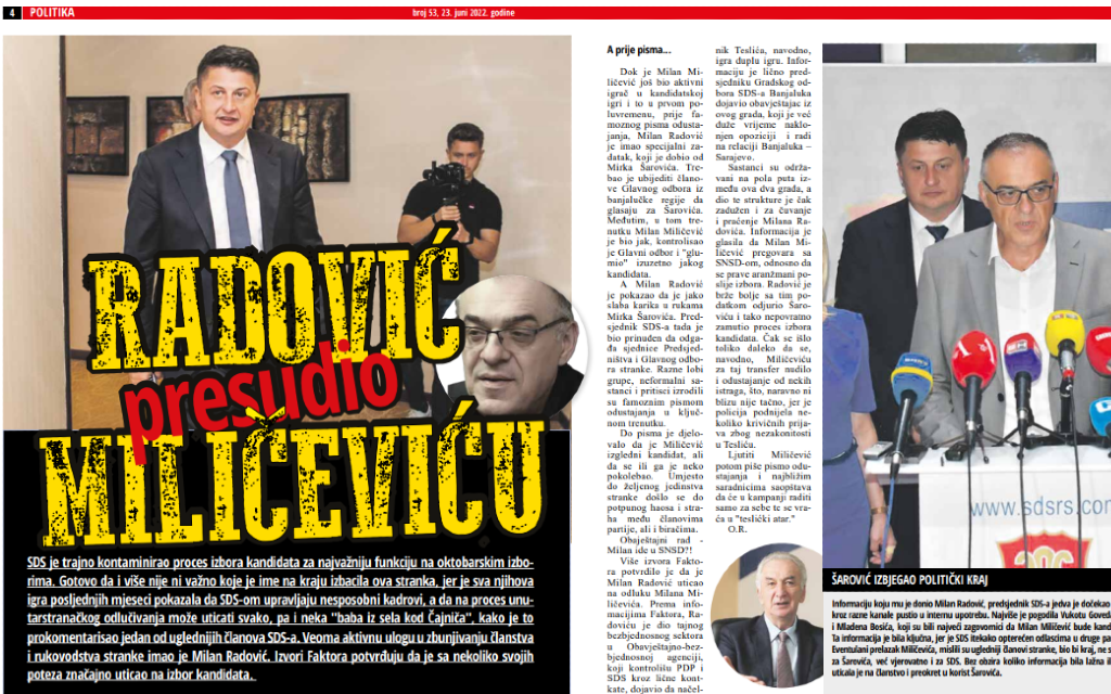 Kako je jedna poluinformacija iz obavještajnog sektora došla glave Milanu Miličeviću?!