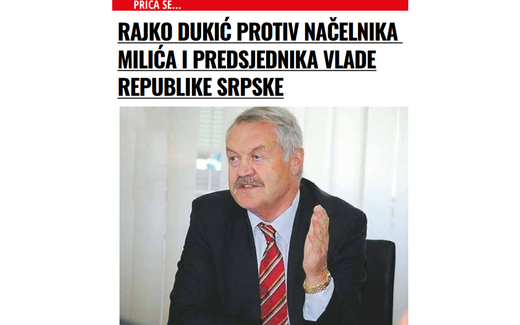 Rajko Dukić protiv načelnika Milića i premijera Radovana Viškovića?!