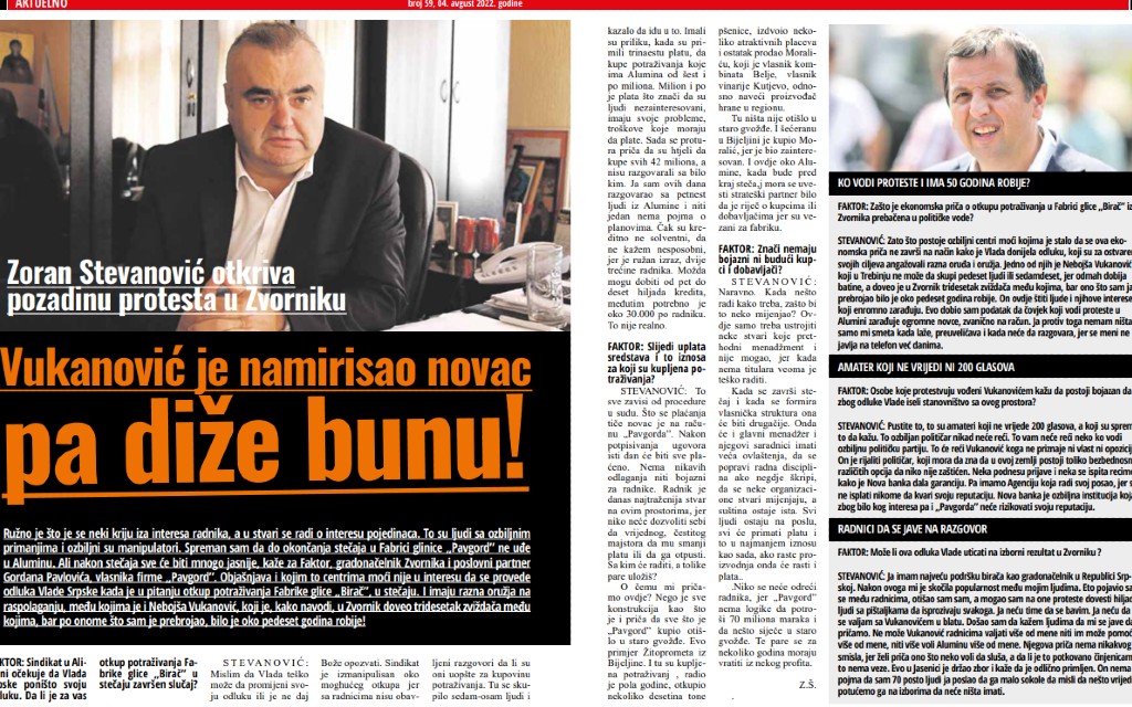 Zoran Stevanović otkriva pozadinu protesta u Zvorniku – Vukanović je namirisao novac pa diže bunu!