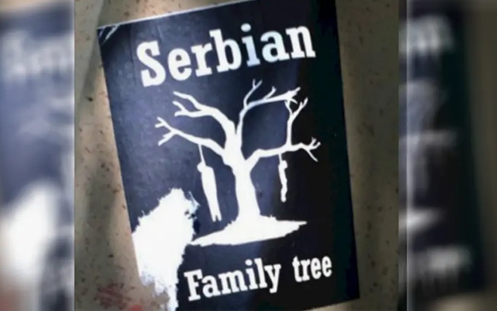 Na srpski zavjetni krst u Vinkovcima nalijepili ilustraciju obješenih ljudi