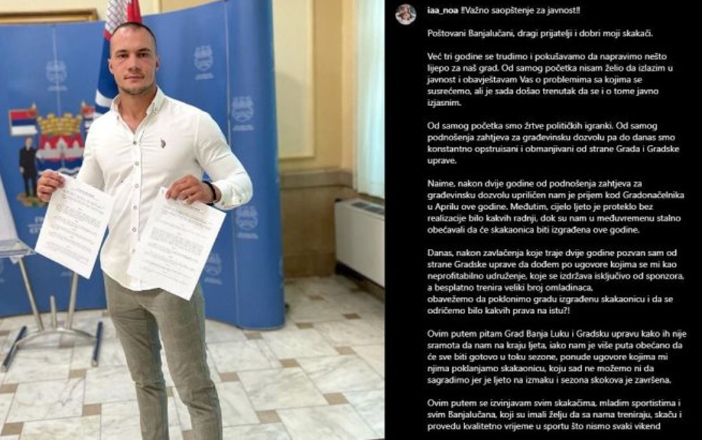 “SRAMNI UGOVORI”: Najpoznatiji banjalučki skakač Igor Arsenić ogorčen na Gradsku upravu