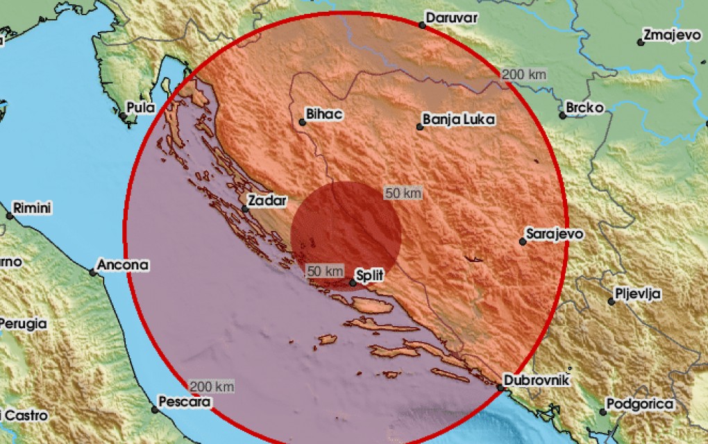 Novi jači zemljotres u Hrvatskoj – Kod Splita 3.8 stepeni po Rihteru