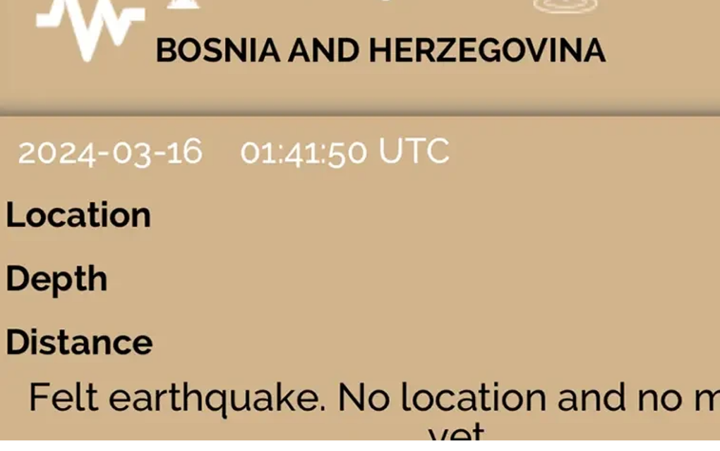Zemljotres i u BiH