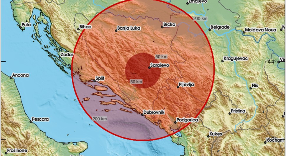 Jačina 2,8 stepeni po Rihteru: Ovo su detalji o zemljotresu u Mostaru