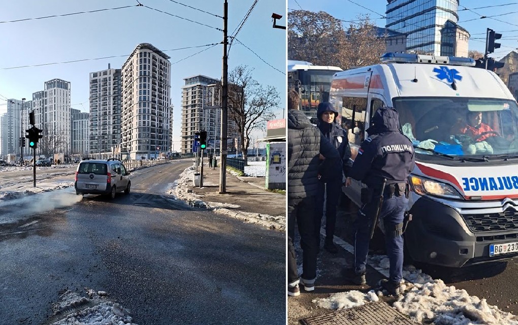 Autom probila blokadu, nosila studenta na haubi