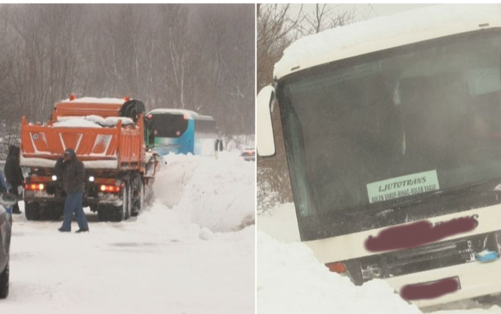 Haos kod Bihaća zbog snijega: Zaglavljeni kamion i autobus na putu prema Kulen-Vakufu