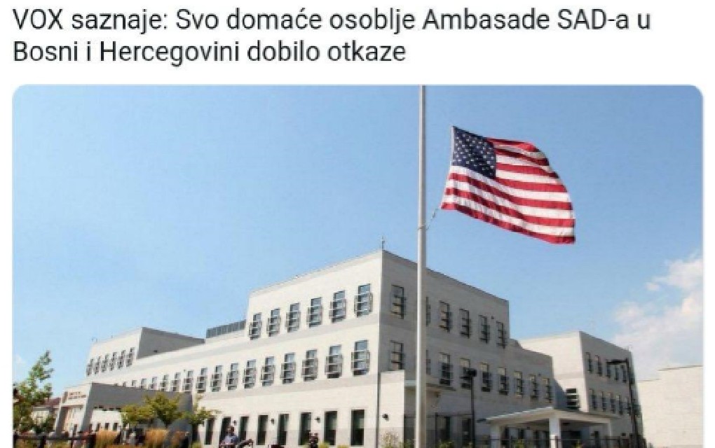 Spisak otkazanih iz Ambasade SAD-a u Sarajevu, s plaćama i opisom funkcija