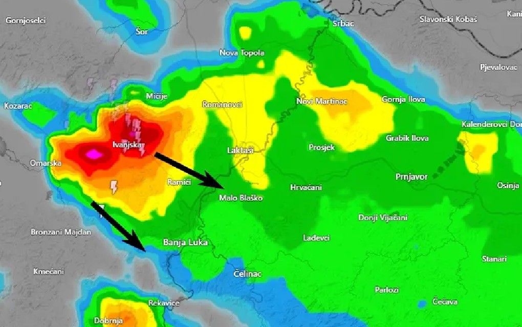 Dijelove Srpske zahvatilo jako nevrijeme: Ide prema Banjaluci