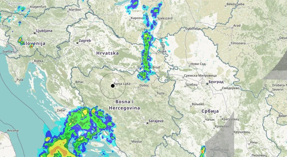 Kiša zahvatila dio BiH: Pogledajte kretanje oluje na koju su upozorili meteorolozi