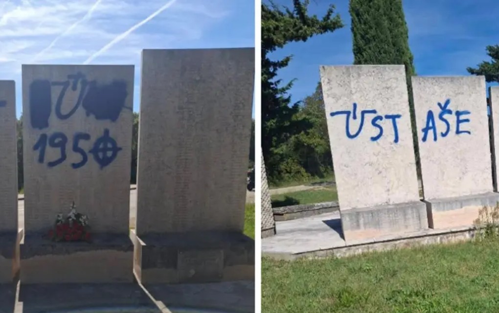 Ustaški simboli na spomeniku Prvom splitskom partizanskom odredu