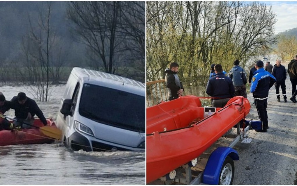 Drama kod Gračanice: Dvojica muškaraca u kombiju bili zarobljeni u nabujaloj Spreči